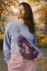 Stylowa maxi nerka w kwiatowy wzór, w odcieniach śliwki i fioletu. Pojemna, wygodna, z regulowanym paskiem. Idealna na co dzień i miejskie spacery – modny dodatek lifestyle.