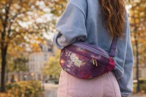 Stylowa maxi nerka w kwiatowy wzór, w odcieniach śliwki i fioletu. Pojemna, wygodna, z regulowanym paskiem. Idealna na co dzień i miejskie spacery – modny dodatek lifestyle.