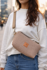 Waflowa torebka crossbody w kolorze beżowym – lekka, stylowa i praktyczna. Miękka faktura, regulowany pasek i nowoczesny design idealne na co dzień, spacery po mieście i stylizacje casual oraz lifestyle.