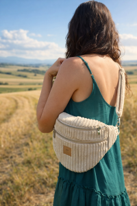 Duża sztruksowa nerka w kolorze kremowym – modna i praktyczna. Miękka faktura, pojemne wnętrze i regulowany pasek sprawiają, że idealnie sprawdzi się na co dzień, w podróży i na spacerze.