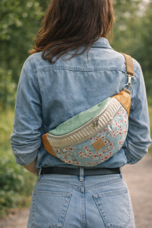 Kolorowa maxi nerka w kwiatowy wzór, wykonana z przyjemnych w dotyku tkanin. Pojemna, wygodna, idealna na co dzień i podróże. Regulowany pasek, styl boho, modny dodatek na każdą porę roku.