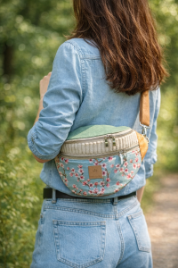 Kolorowa maxi nerka w kwiatowy wzór, wykonana z przyjemnych w dotyku tkanin. Pojemna, wygodna, idealna na co dzień i podróże. Regulowany pasek, styl boho, modny dodatek na każdą porę roku.