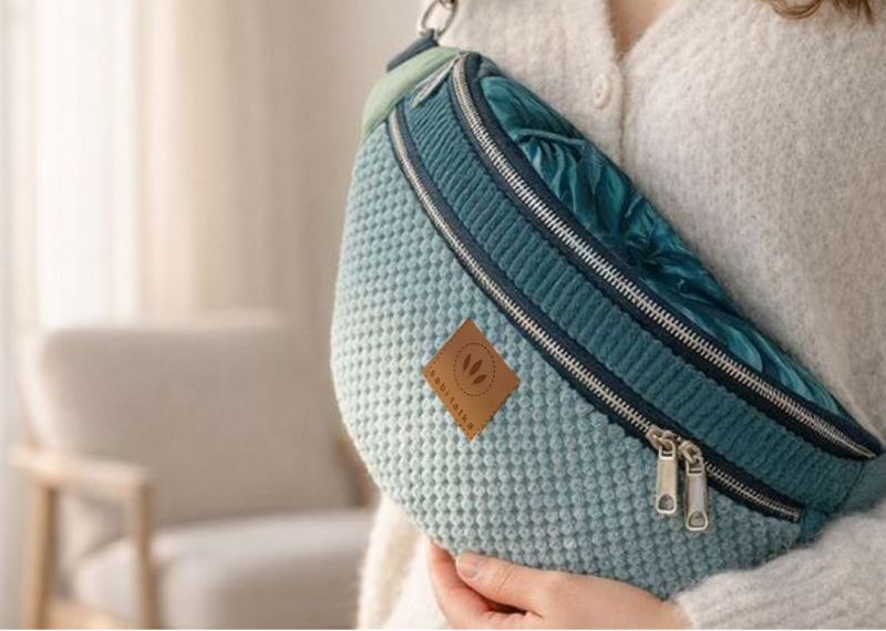 Duża nerka damska w odcieniach zieleni, wykonana z miękkiego weluru i modnego sztruksu. Stylowa saszetka crossbody z regulowanym paskiem, pojemna i wygodna – idealna na co dzień i podróż.